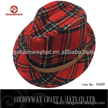 kid rock red checked fedora hats pattern